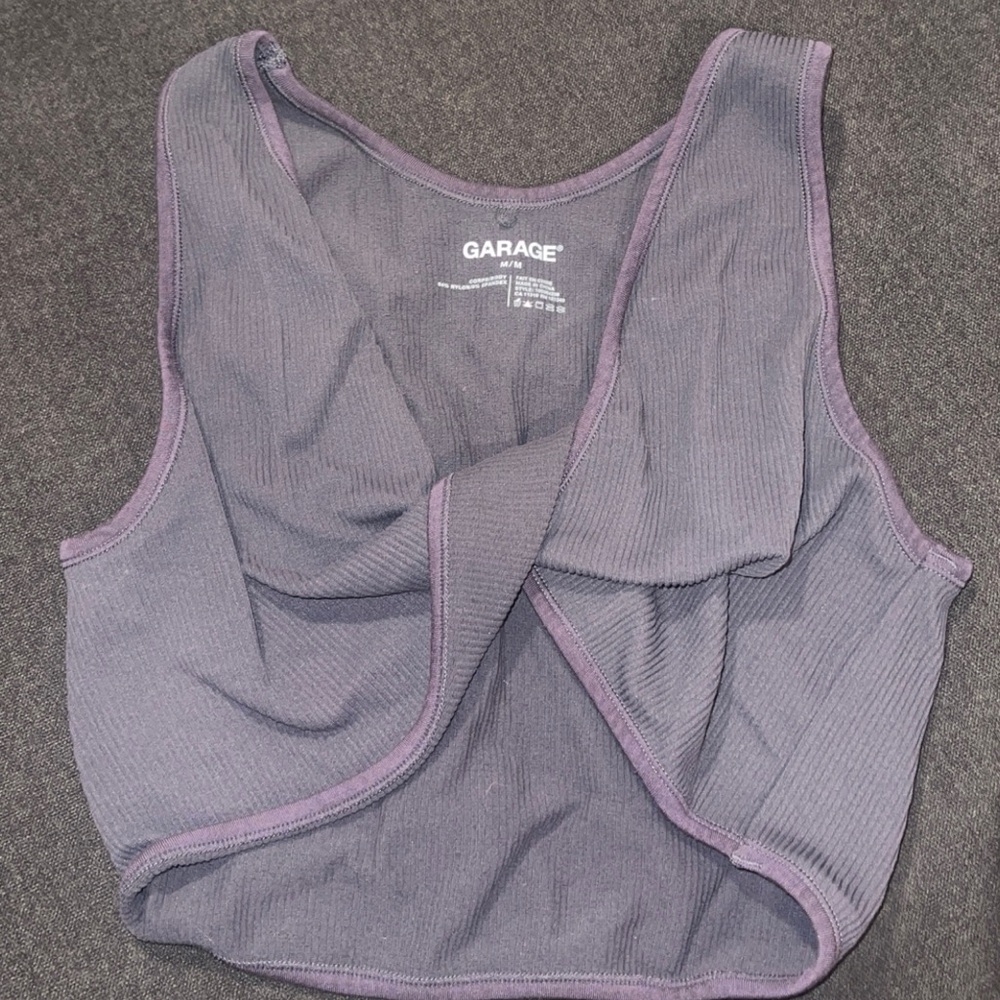 Garage Purple Ribbed Crop Top